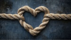 Rope tied in the shape of a heart